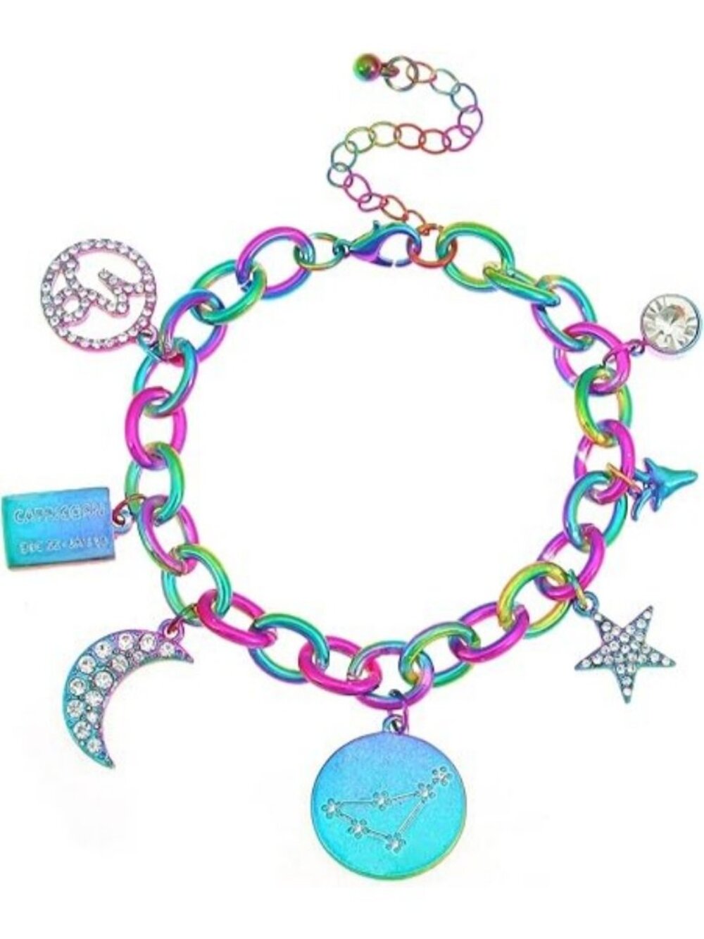 Anodized Capricorn Gold Plated Zodiac Symbol Constellation Star Chain Bracelet